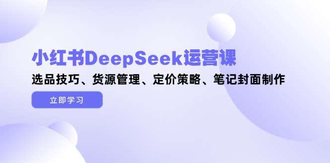 （14748期）小红书DeepSeek运营课，选品技巧、货源管理、定价策略、笔记封面制作-创客空间