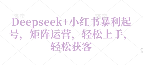 Deepseek+小红书暴利起号，矩阵运营，轻松上手，轻松获客-创客空间